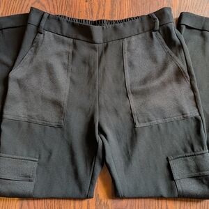 Maeve Anthropologie Black Pull On Cargo Pants Cuffed Hem Elastic Band XS